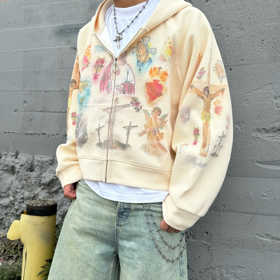 Unisex Fleur Zip Hoodie